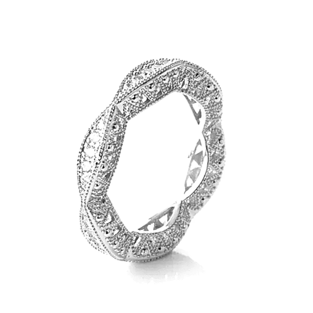 NEW Women's Gold‎ Plated Silver Eternity Simulated Diamond Band Ring Sz 10